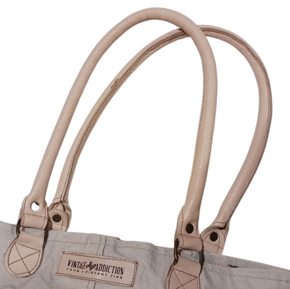 Vintage Addiction Mermaid Canvas Leather Tote Whimsy Recycled Always Be Yourself - Picture 8 of 13
